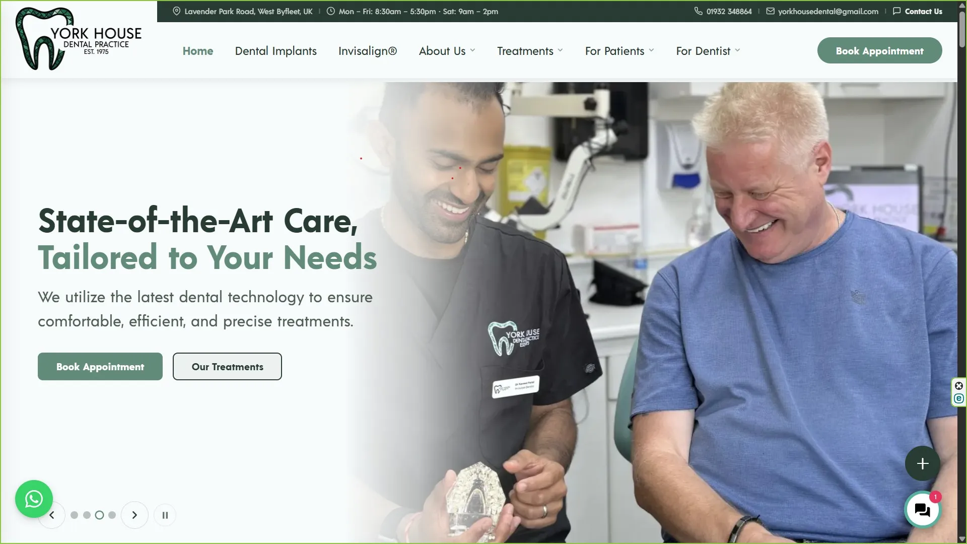 York House Dental Practice homepage in West Byfleet